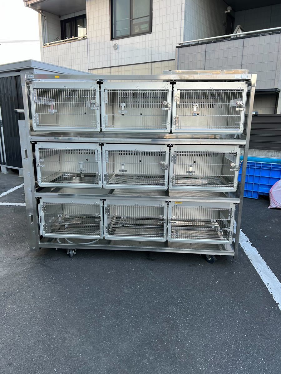 オールステンレス製 SUS304 ウサギ用水洗ケージ 引き取り限定 自動給水ノズル付き拍卖