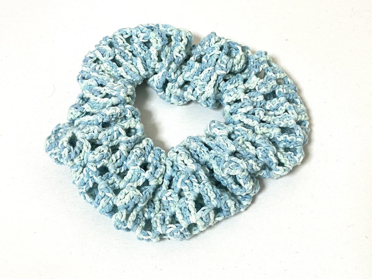 ハンドメイド★シュシュ 夏糸 ブルー系(633)拍卖