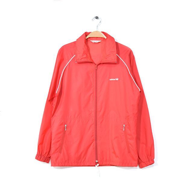 【送料無料】 70S 80S adidas アディダス ナイロンジャケット レッド 赤トレフォイル ウインドブレイカー デサント 古着 M @CK0033拍卖