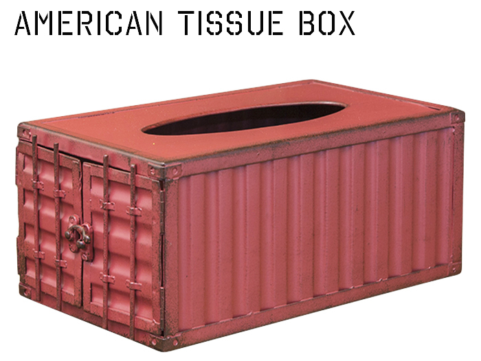 クラシック コンテナ ティッシュボックス (レッド) 金属製 ケース おしゃれ カバー 贅沢保湿 鼻セレブ 西海岸風 インテリア アメリカン雑貨拍卖