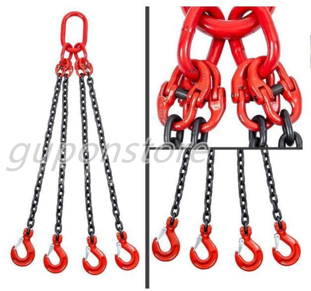 特売! 新入荷☆運搬作業用に チェーンスリング スリングフックタイプ G80マンガン鋼製 使用荷重2t 4本吊り ェーン径6mm 長さ1m拍卖