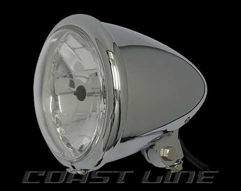 N008331 5-3/4in バレットヘッドライト H4 クローム拍卖