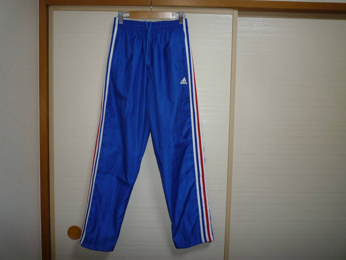 アディダス シャドーストライプナイロンパンツ青×青赤白 160サイズ拍卖