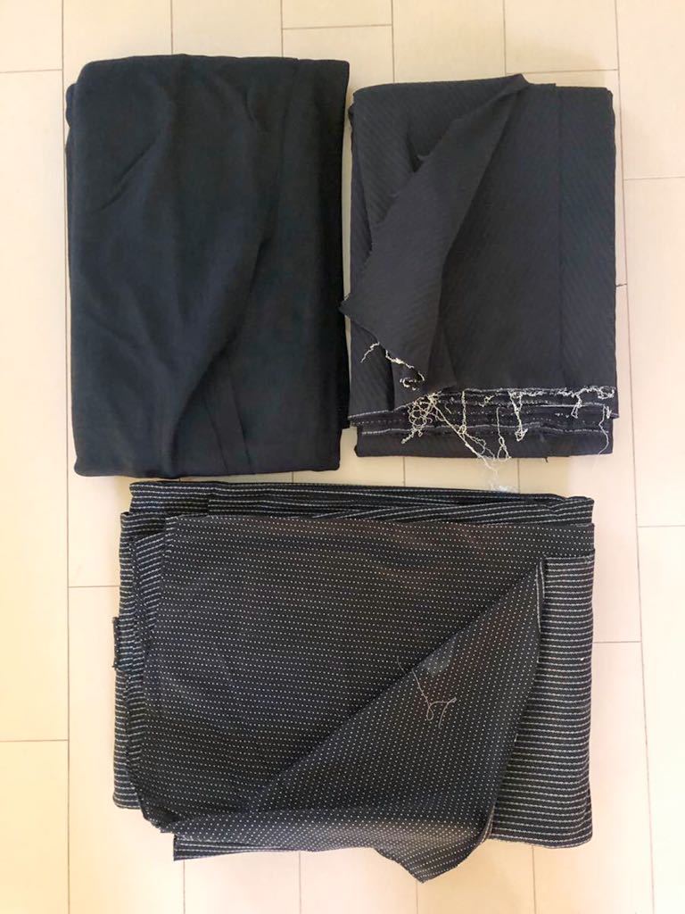 まとめ売り合計8.5m!ストレッチニット生地ハギレまとめて3点セット黒系♪120×150,150×400,140×300cm拍卖