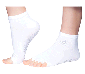 【売れ筋】PierYoga オーガニック素材の靴下 滑り止めつき 指なし五本指ソックス ホワイト 白拍卖