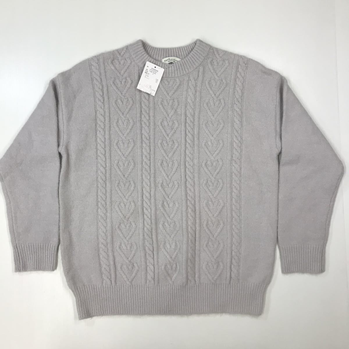 未着用品 earth アース クルーネックセーター ニットセーター ケーブルニット ケーブル編み レディース フリーサイズ 21-69a拍卖