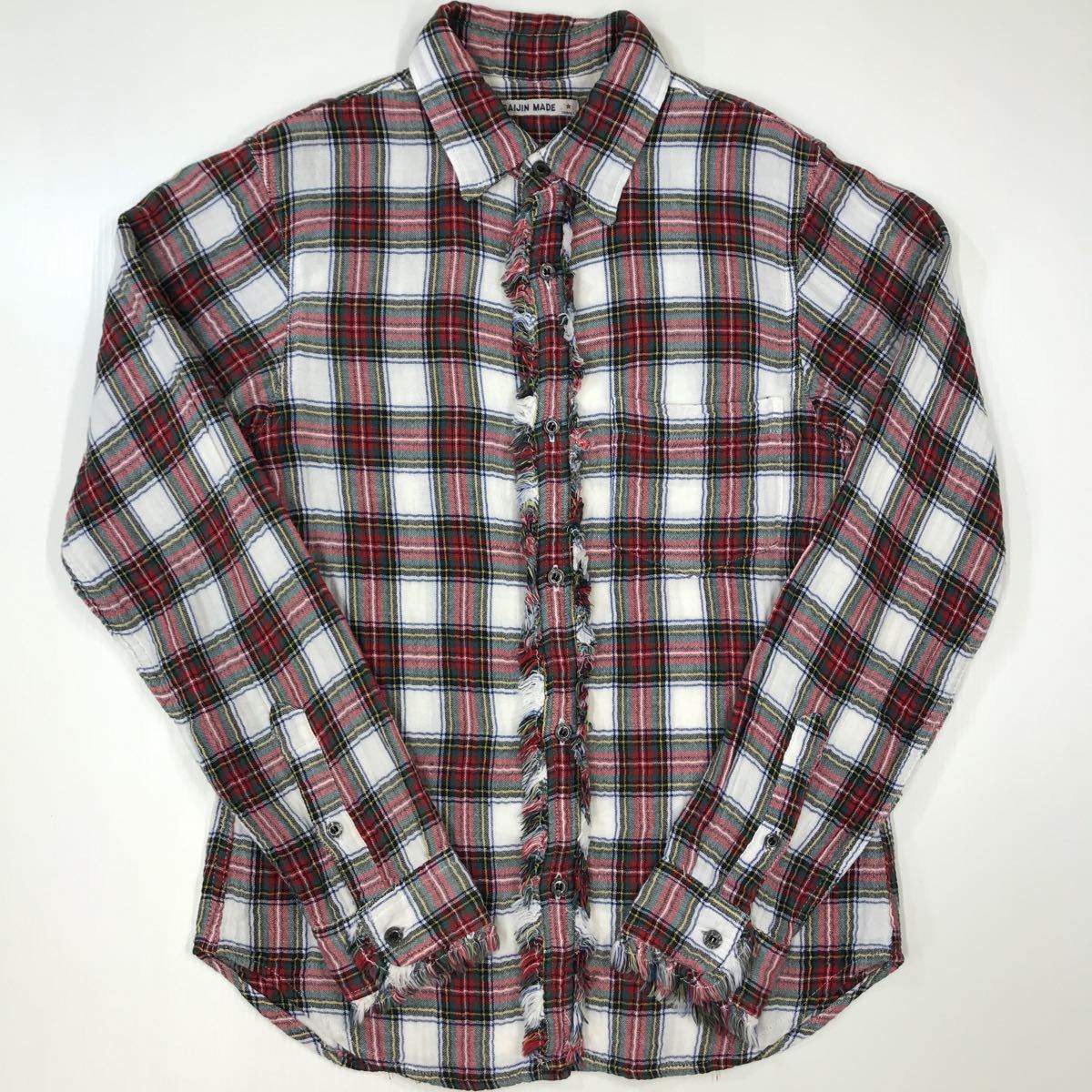 GAIJIN MADE ガイジンメイド 長袖 チェックシャツ ガーゼ素材 メンズ Sサイズ 21-135a拍卖