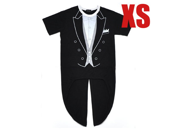 だまし絵 燕尾服 T-shirt XS/騙し絵tシャツトロンプルイユ衣装フォーマル正装結婚式二次会パーティーコスプレモーニングタキシードボウタイ拍卖