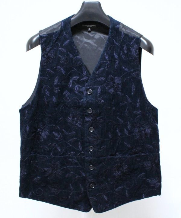 Engineered Garments エンジニアードガーメンツ Clement Vest Floral Emb. Corduroy 刺繍 コーデュロイ ベスト S 紺拍卖