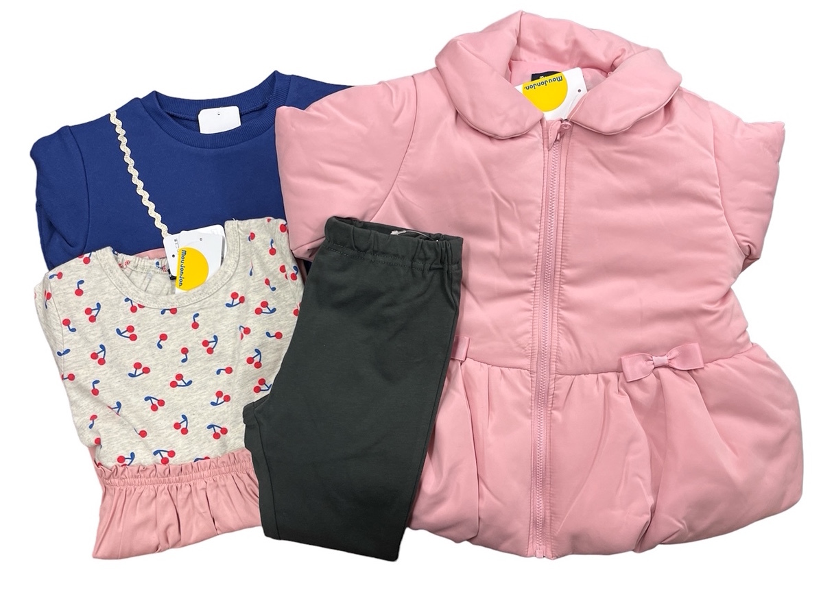 ■ムージョンジョンの福袋★新品タグ付き★110cm 女の子 5点入り★中綿ジャケット トレーナー ワンピース パンツ バッグ★5-6才¥7700拍卖