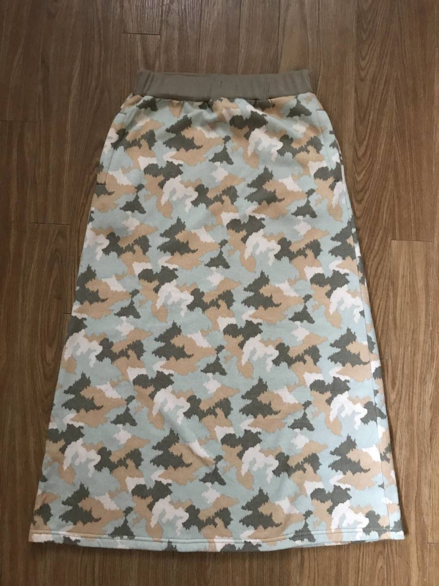 ロングスカート レディース 迷彩風柄 ウエストゴム かわいい アウトドア サイズM~L拍卖