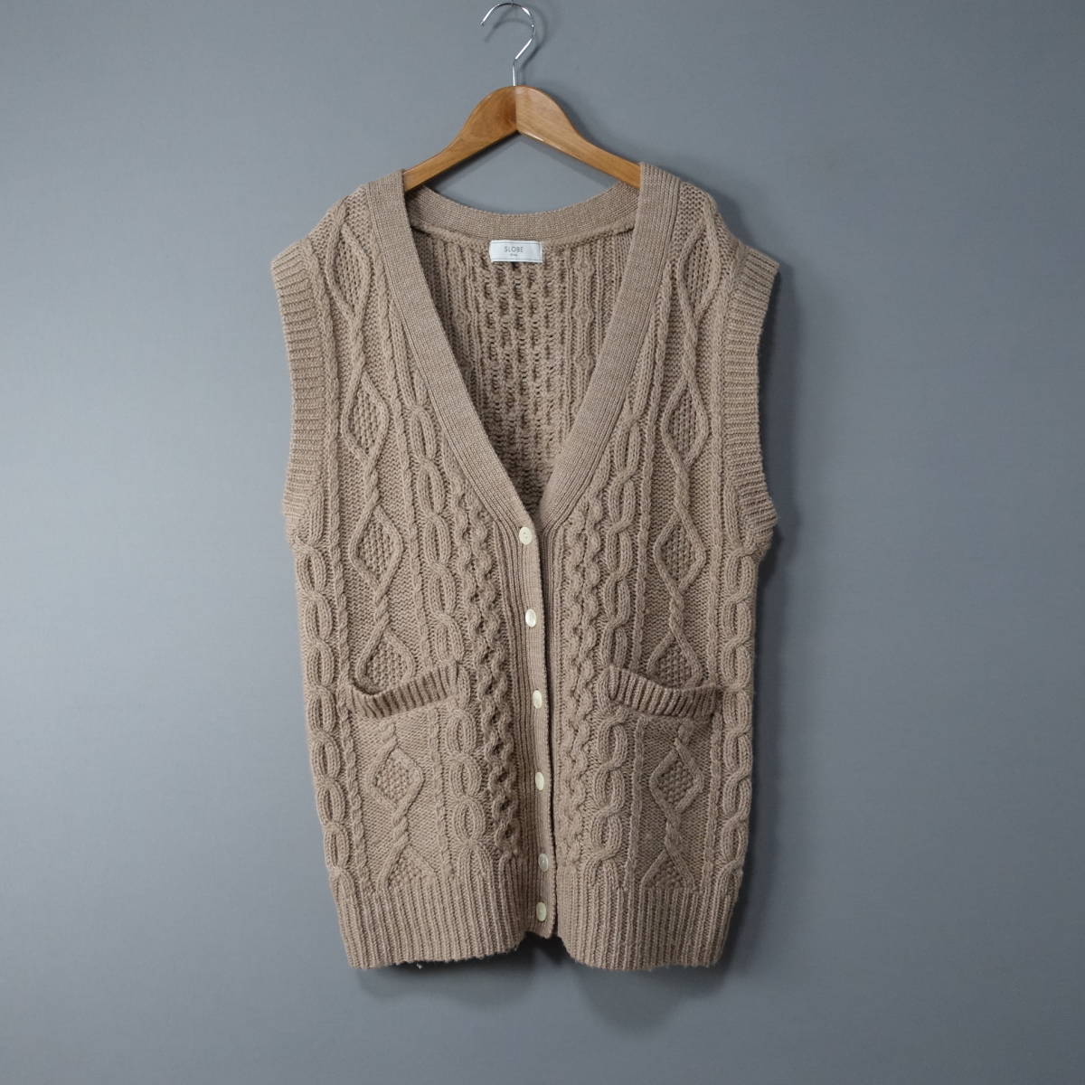 SLOBE IENA/スローブ イエナ/ウール100%/ニットベスト/ベージュ/レディース拍卖