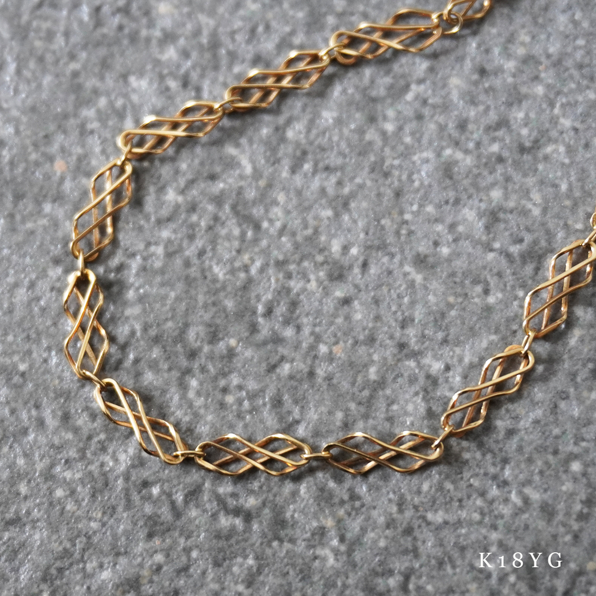 K18 YG デザイン チェーン ヴィンテージ ブレス レット 2g レディース アクセサリー ジュエリー イエロー ゴールド 金 750拍卖