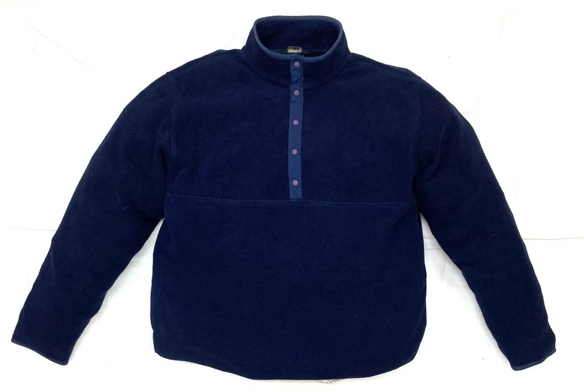 90s〜 L.L.bean POLARTEC プルオーバー フリース XL 紺 スナップT LLビーン ポケット付き拍卖