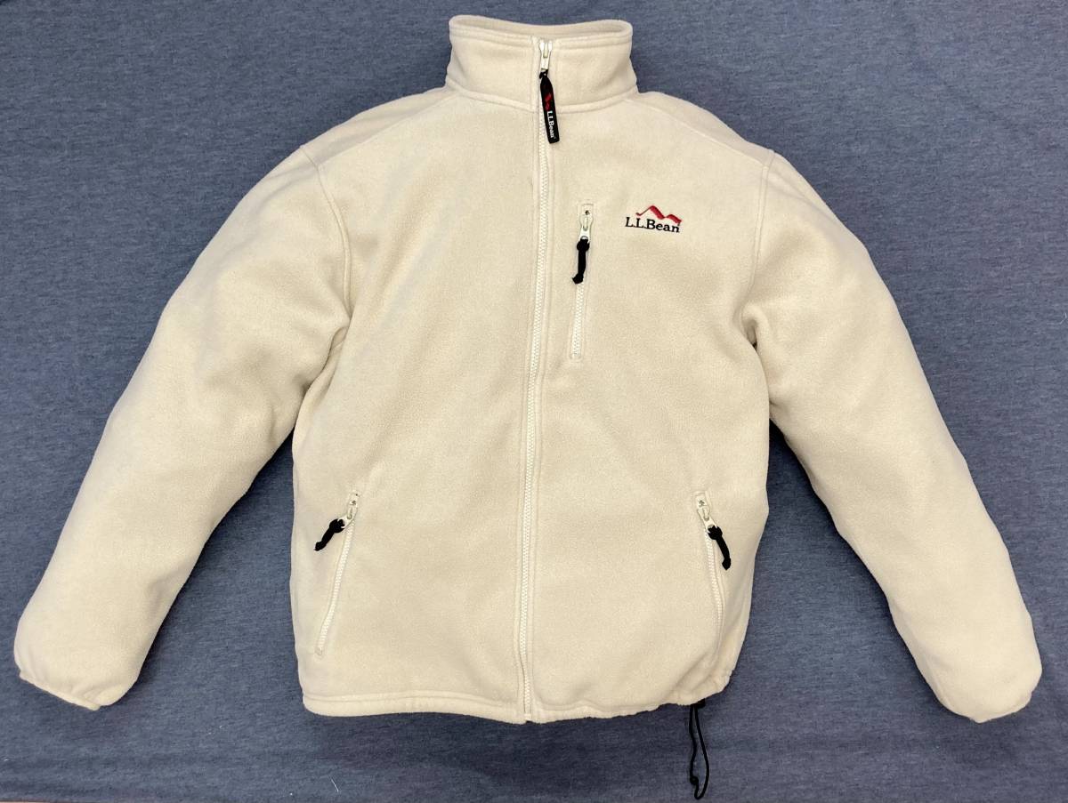 90s L.L.bean OUTDOORS USA製 フルZIP フリース クリーム M LLビーン ポケット付き 拍卖