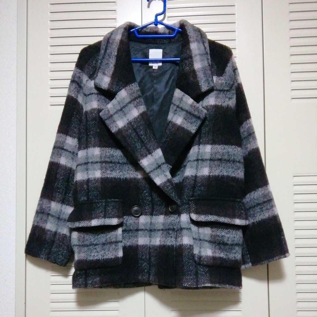 ★【古着】HERE'S(ヒアーズ) コート 38サイズ(Mサイズ相当) グレーや茶系、黒などのチェック柄拍卖