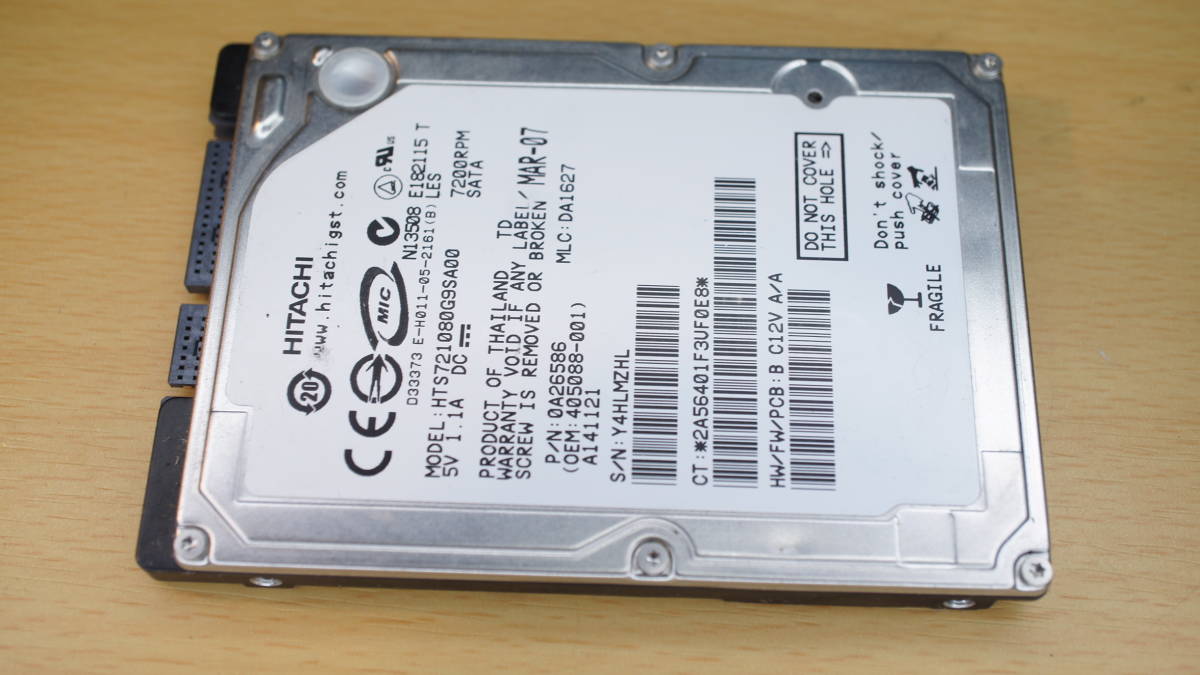 【2.5インチ】HITACHI HTS721080G9SA00拍卖