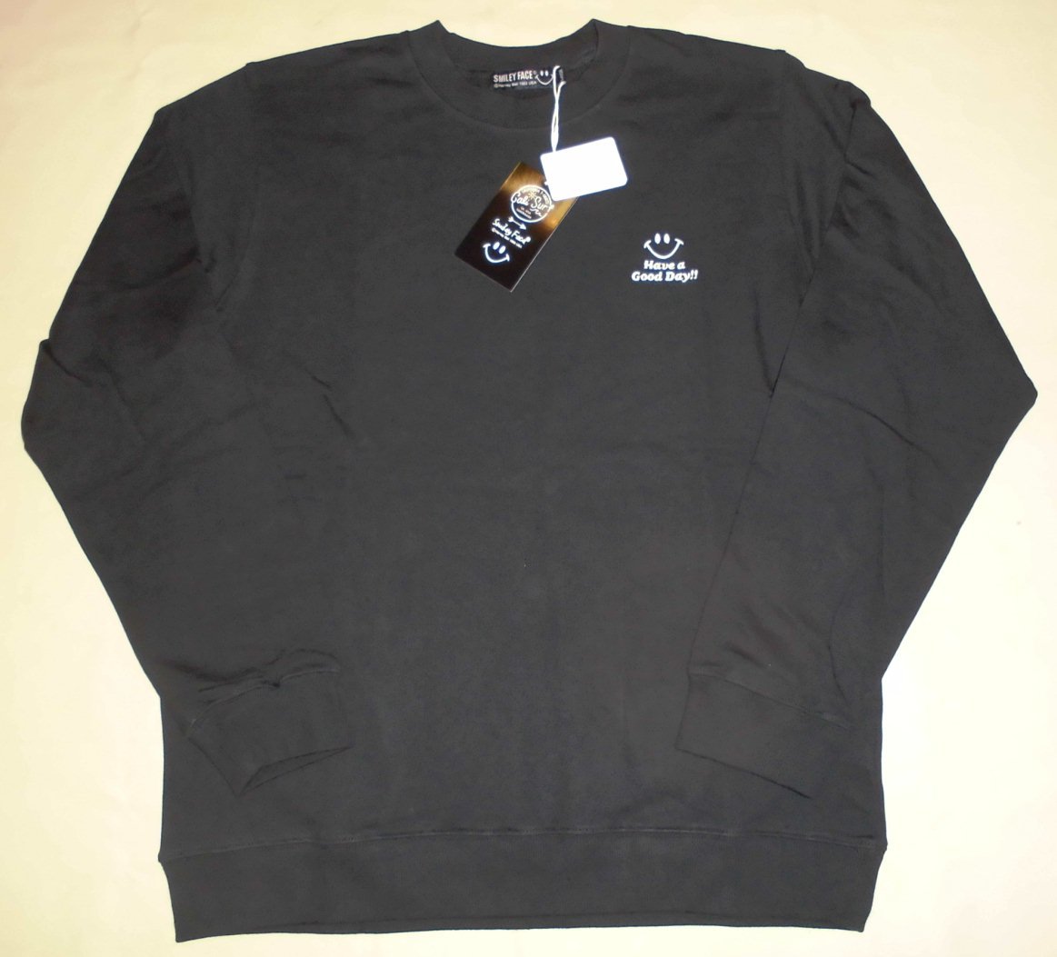 CALIFORNIA T-SHIRTS×SMILEY FACE ワンポイント刺繍トレーナー ブラックM拍卖