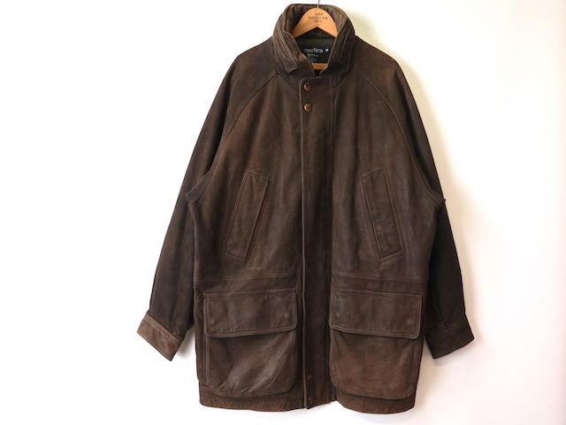 90s nautica ノーティカ ヌバック レザー ジャケット(メンズ 44 XL程)ブラウン ヴィンテージ 拍卖