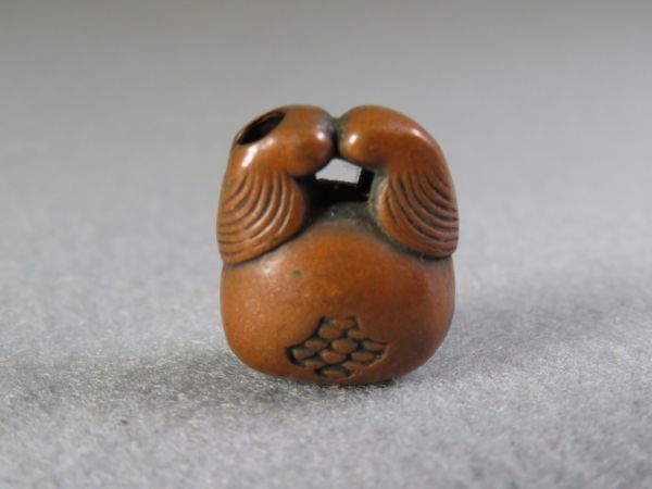 【4670】コレクターより買取/明治~大正時代 堤物 金工木魚 お締め 3g(初品・買取品)拍卖