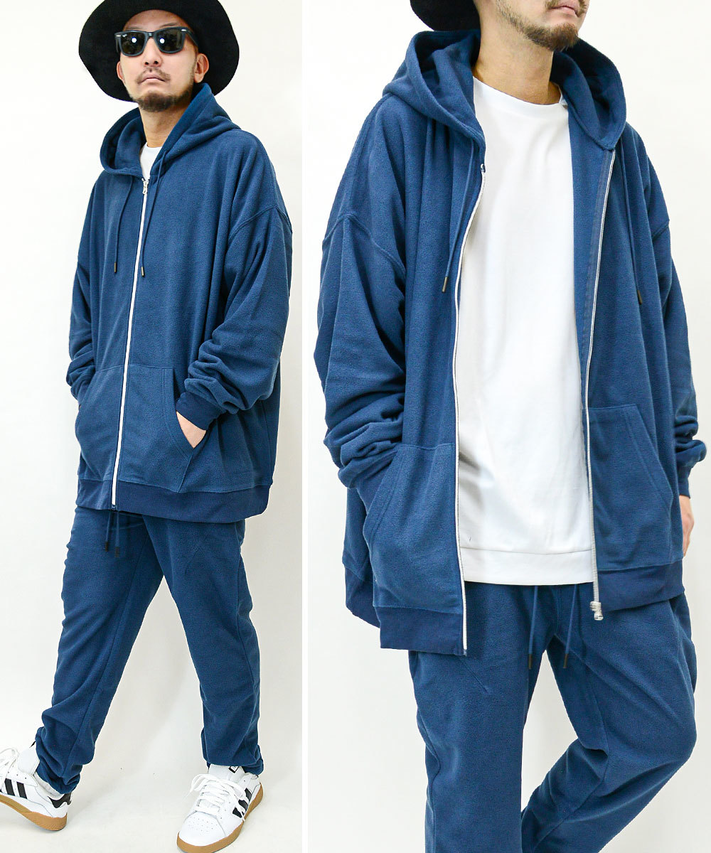 マイクロフリースパーカー & マイクロフリースパンツ 上下セット8253n032-5173n232新品ネイビーL拍卖