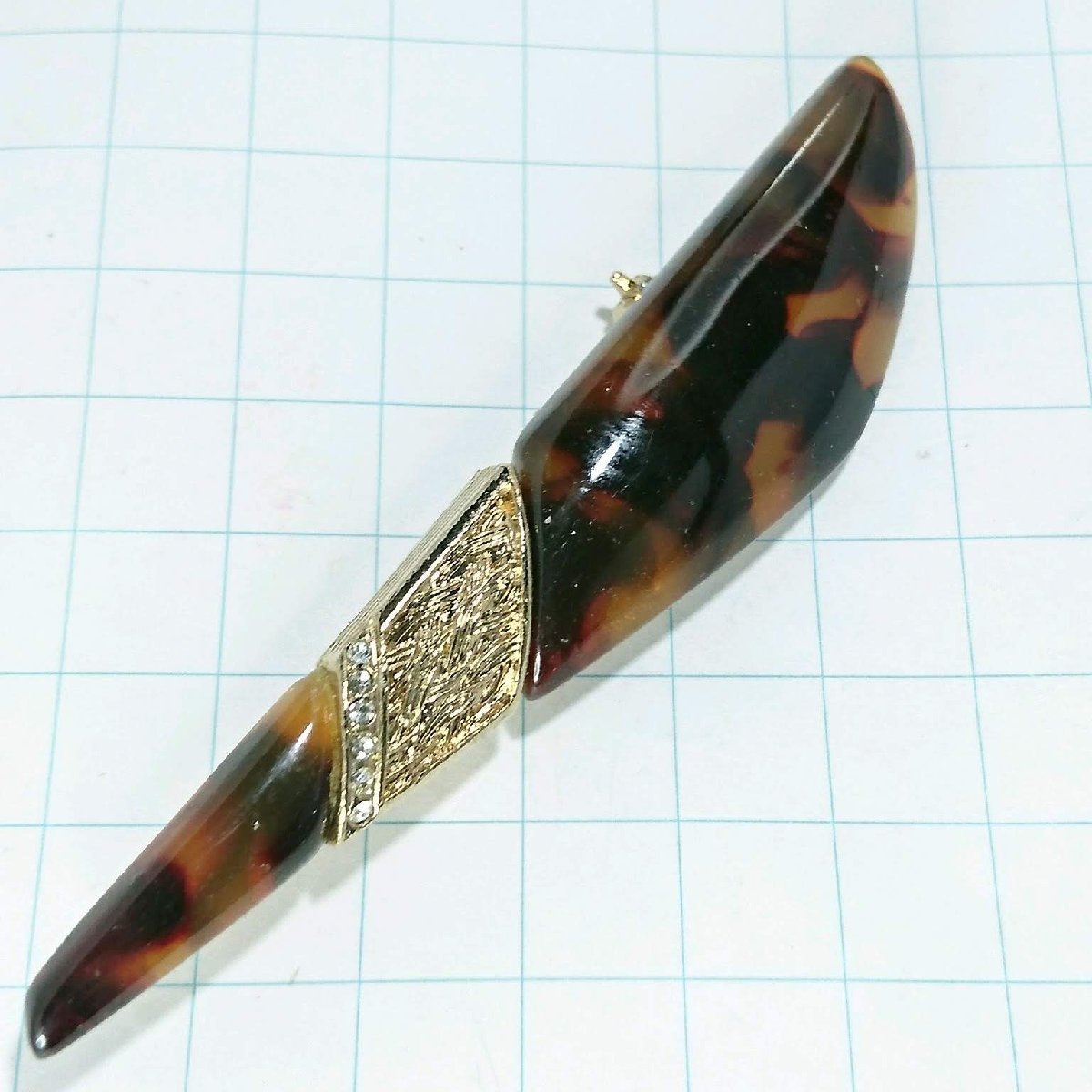 送料無料)ビンテージ☆べっ甲 スティックデザイン☆アンティークブローチ A14151拍卖
