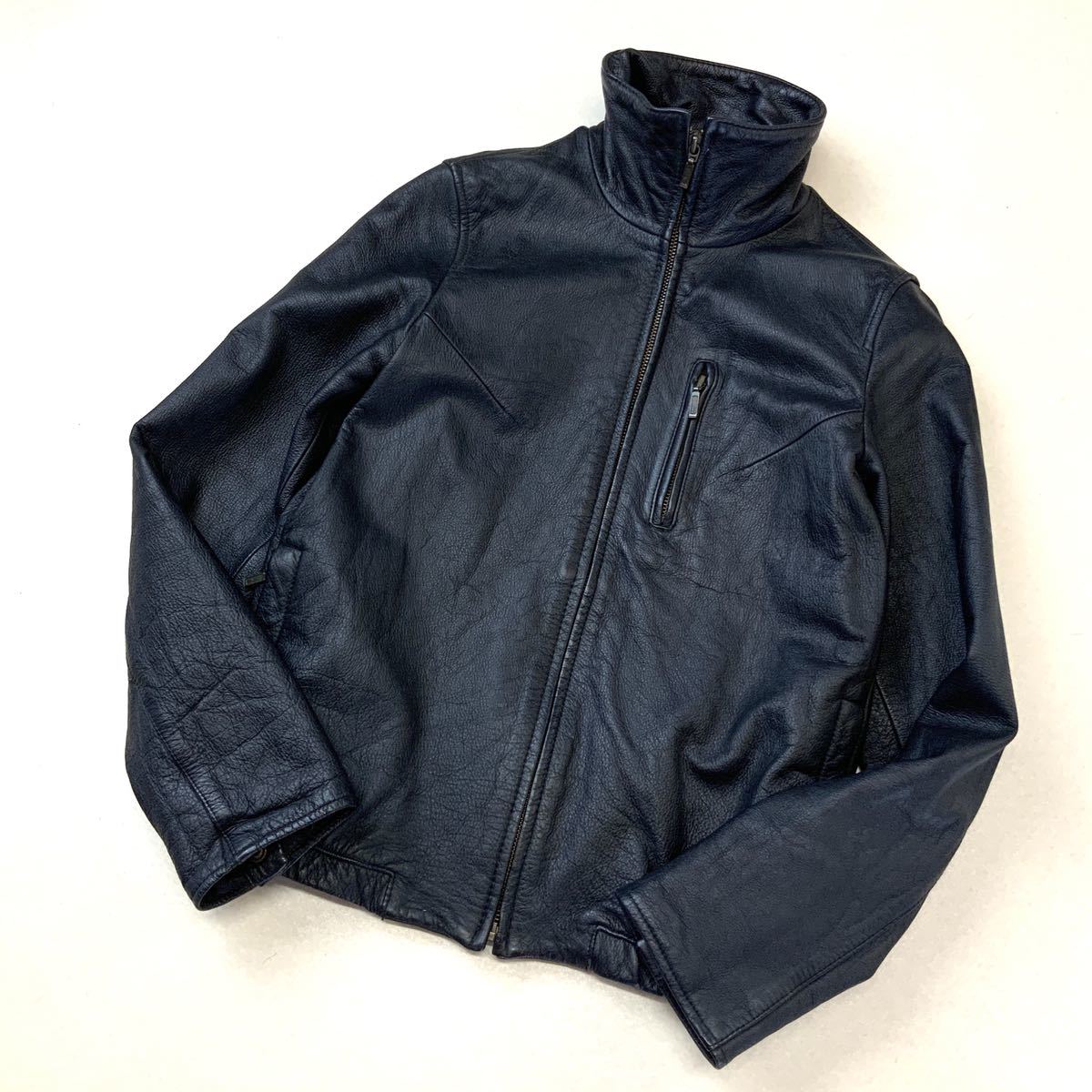本革 牛革 united arrows Pink Label レザージャケット シングルライダース ライダース ユナイテッドアローズ レディース M ブラック拍卖