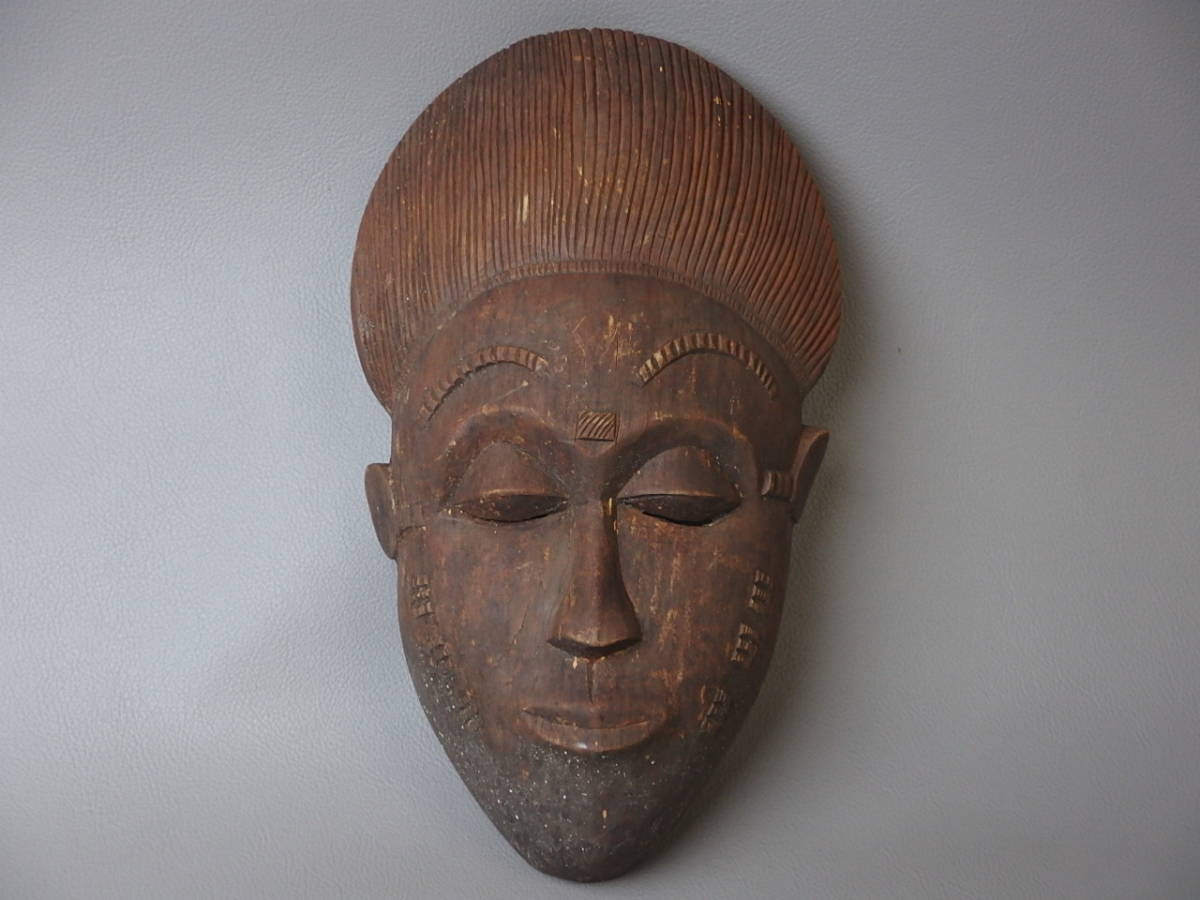 【骨董・彫刻】★アフリカ美術?東南アジア?南米?★★木彫面 ds231ub.tb.8 古民芸 民芸品拍卖