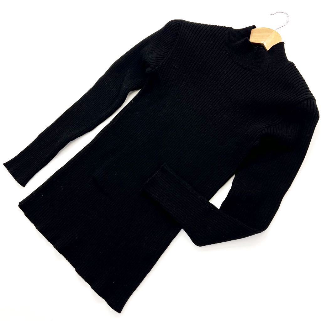 PUBLIC TOKYO ☆ 日本製 モックネック ニット セーター アクリル ポリ ウール ブラック Fサイズ モード パブリックトーキョー ■S1016拍卖