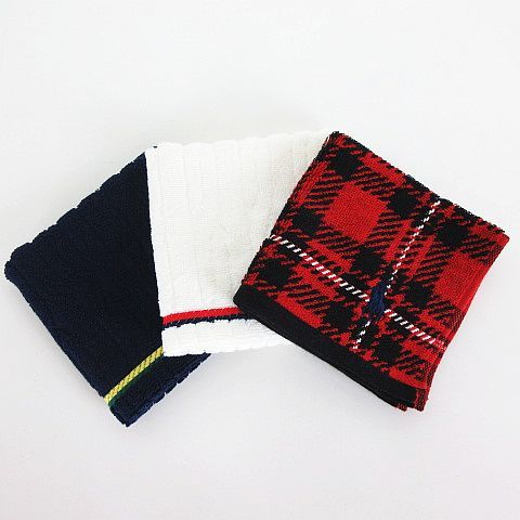 未使用品 ラルフローレン RALPH LAUREN ハンカチ ハンドタオル まとめ 3点セット 小物 レッド・ホワイト・ネイビー ※KM メンズ レディース拍卖