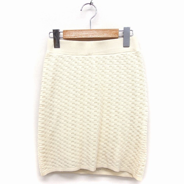 リランドチュール Rirandture ニット タイトスカート ミニ 綿混 2 オフホワイト 白 /FT8 レディース拍卖