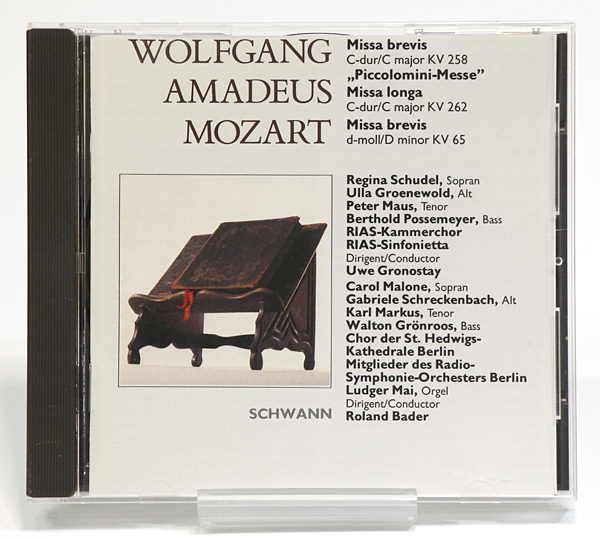 送料無料!モーツァルト ミサ曲集 グロノスタイ指揮 ベルリンRIAS SCHWANN 独盤 CD11544拍卖