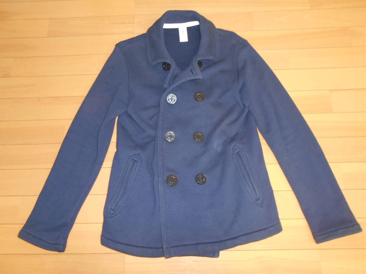 【特別価格】★crocodile tokyo by ヤマトインターナショナル ラウンドカラーダブルブレスト スウェットピーコート 日本製★青灰sizeM★拍卖