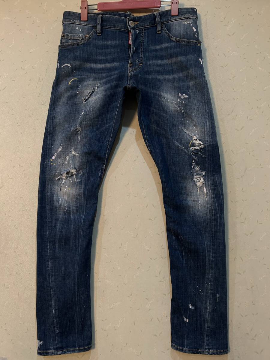 ※DSQUARED ディースクエアード Sexy Twist jean S74LB0082 ストレッチ ダメージ&リペア加工&ペイント加工デニム イタリア製 BJBC.A拍卖
