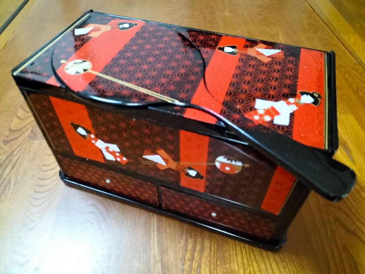 ● 昭和レトロ 鏡付き テッシュボックス & 小物入れ 未使用 珍品★和柄手鏡付き拍卖