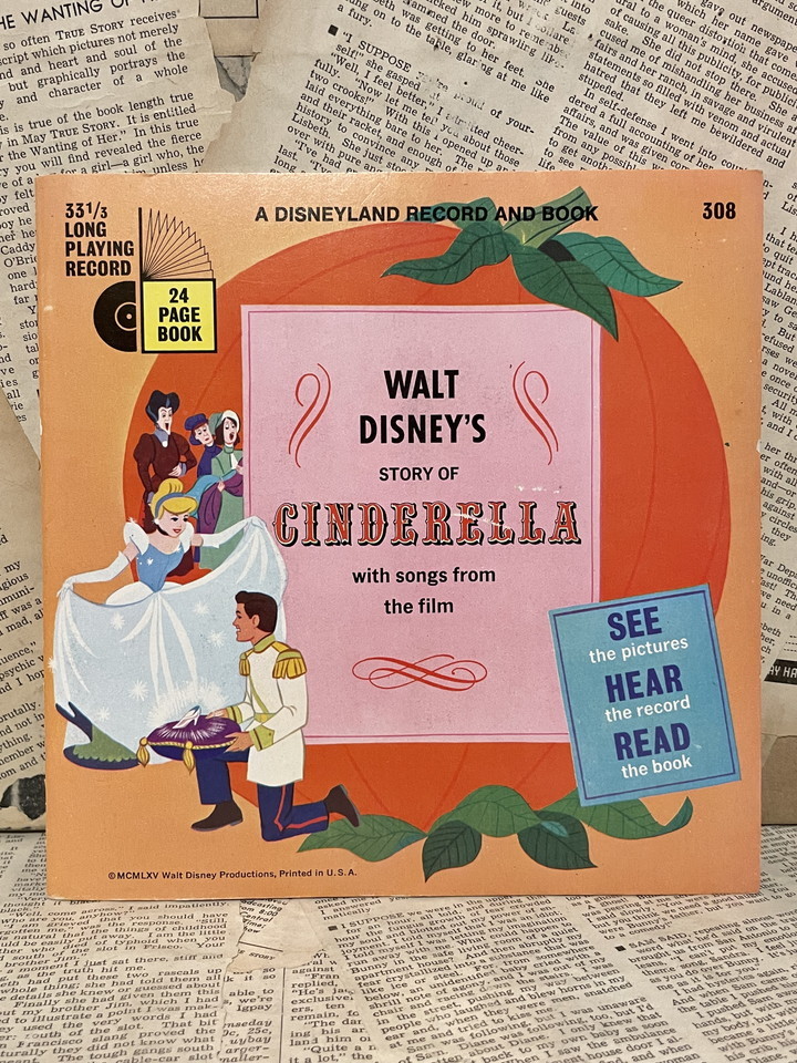 ☆1960年代/シンデレラ/レコード&ブック/即決ビンテージ/ディズニー/Cinderella/Book & Record(60s) RE-011拍卖