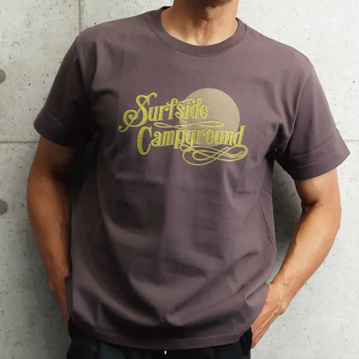 【 Branchworks 】 ブランチワークス 日本製 Made in japan コットン100% かすれプリント Tシャツ Cotton100% TEE SURFSIDE ブラウン L拍卖