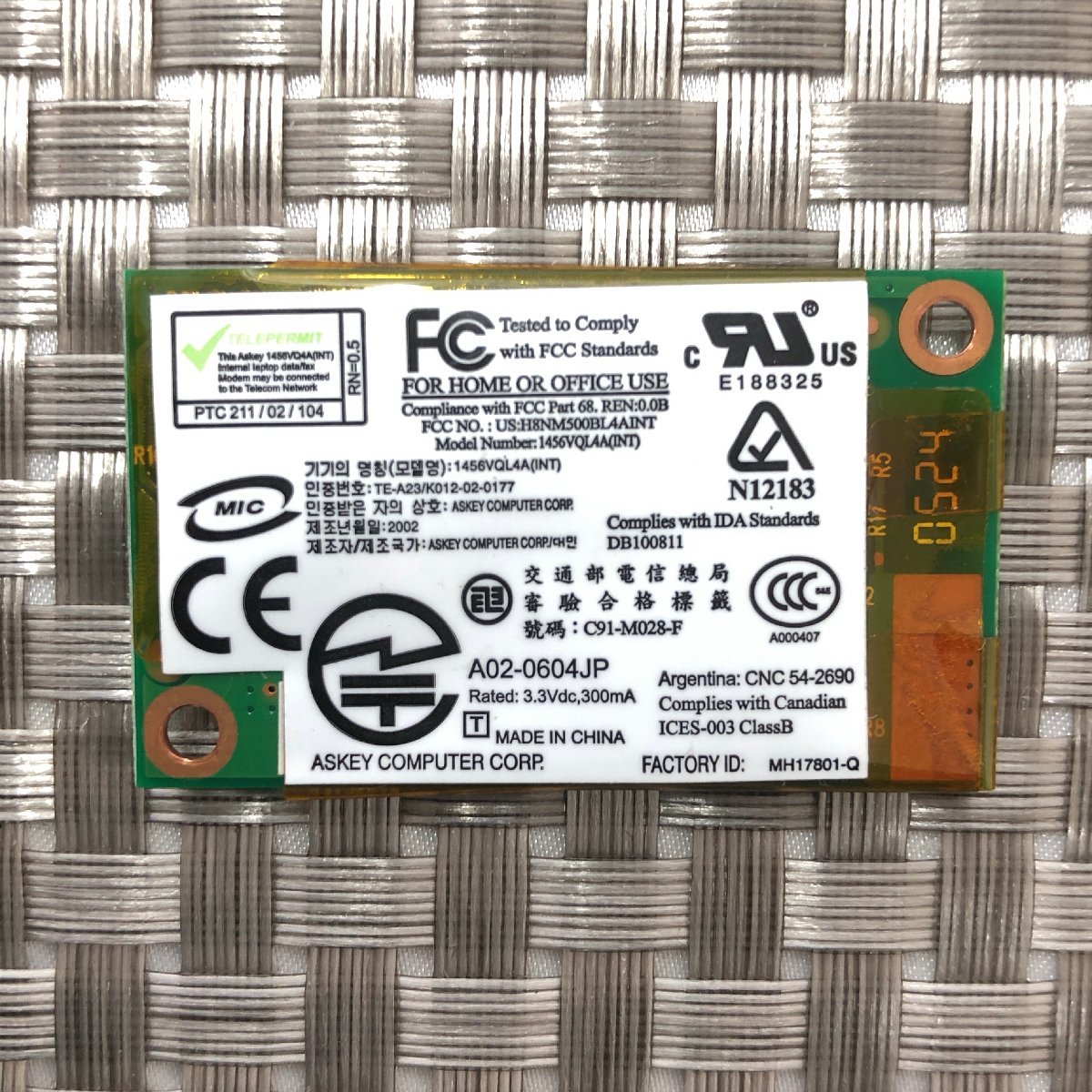 【中古現状品/KSS】Askey Computer 1456VQL4A(INT)-0177.jpg ノートパソコン用 パーツ MZ0124拍卖