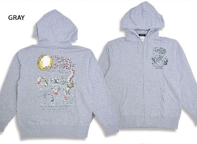 どんちゃん騒ぎインクジェット裏毛ジップパーカー◆CHIGIRI グレーXXLサイズ CHL53-881 ちぎり チギリ 和柄 和風 お祭り スウェット拍卖