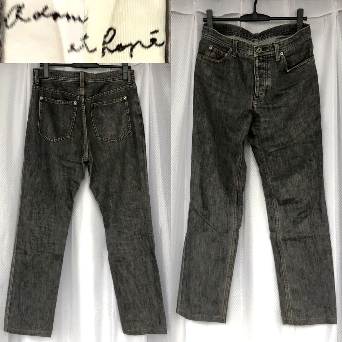 M~L相当★Adam et Rope ブラック デニム パンツ 42★ジーンズ Gパン コットンパンツ 黒 ボトムス ワークパンツ BLACK アダムエロペ拍卖