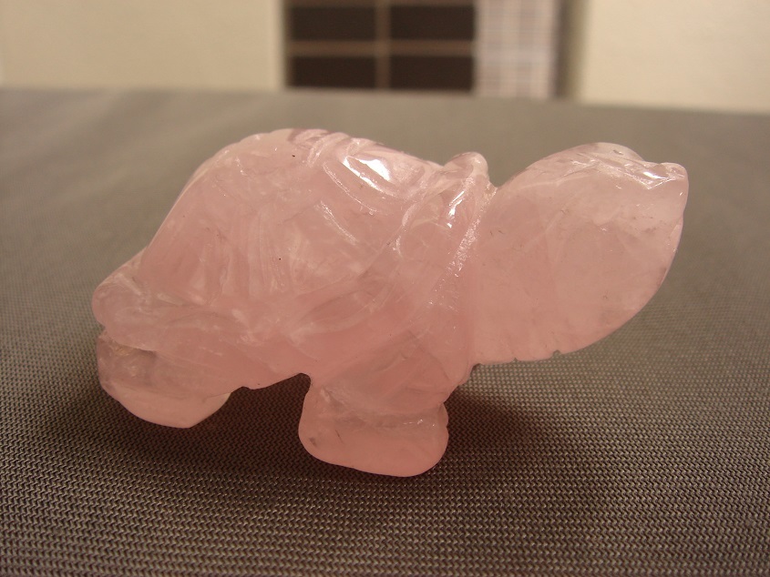 ☆風水,極美品,恋愛運,開運UP,天然ローズクオーツ紅水晶の長寿亀カメK1拍卖