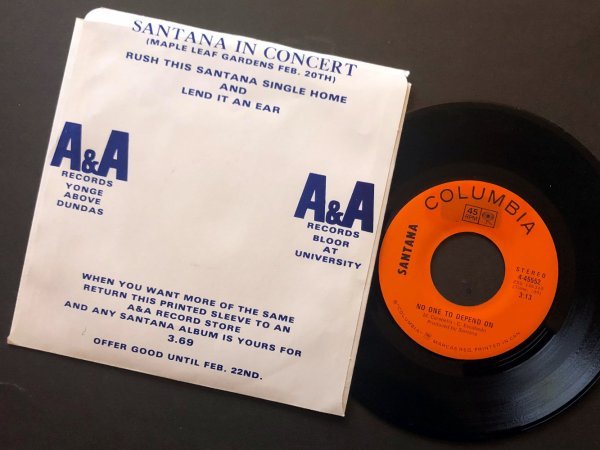 SANTANA No One to Depend On カナダ盤シングル Columbia 珍ジャケット拍卖