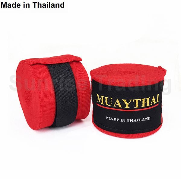新品 Made in Thailand コットン バンテージ 5cm×4.5M レッド 非伸縮 ムエイタイ キックボクシング MMA グローブ 格闘技拍卖