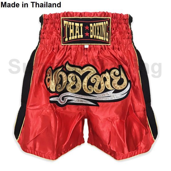 送料無料 新品 ムエイタイ キックボクシング パンツ Lサイズ ユニセックス レッド ショーツ ボクシング MMA スポーツ グローブ 格闘技拍卖
