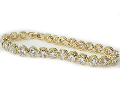 テニスブレスレット約7.0カラット・伏せこみゴールドカラー【ギフトラッピング済み】拍卖