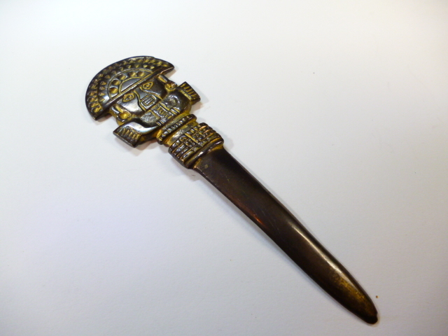 Й ペルー製 インカ ペーパーナイフ Й Peru ペーパーカッター インカ帝国 古代文明 ペルー拍卖