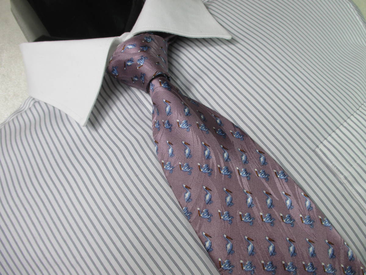 ◇ネクタイ◆ ロゼティ ROZETY MIRANO ◇水鳥の柄・茶紫色系◇第28弾ブランドがいっぱい◇28-111◇拍卖