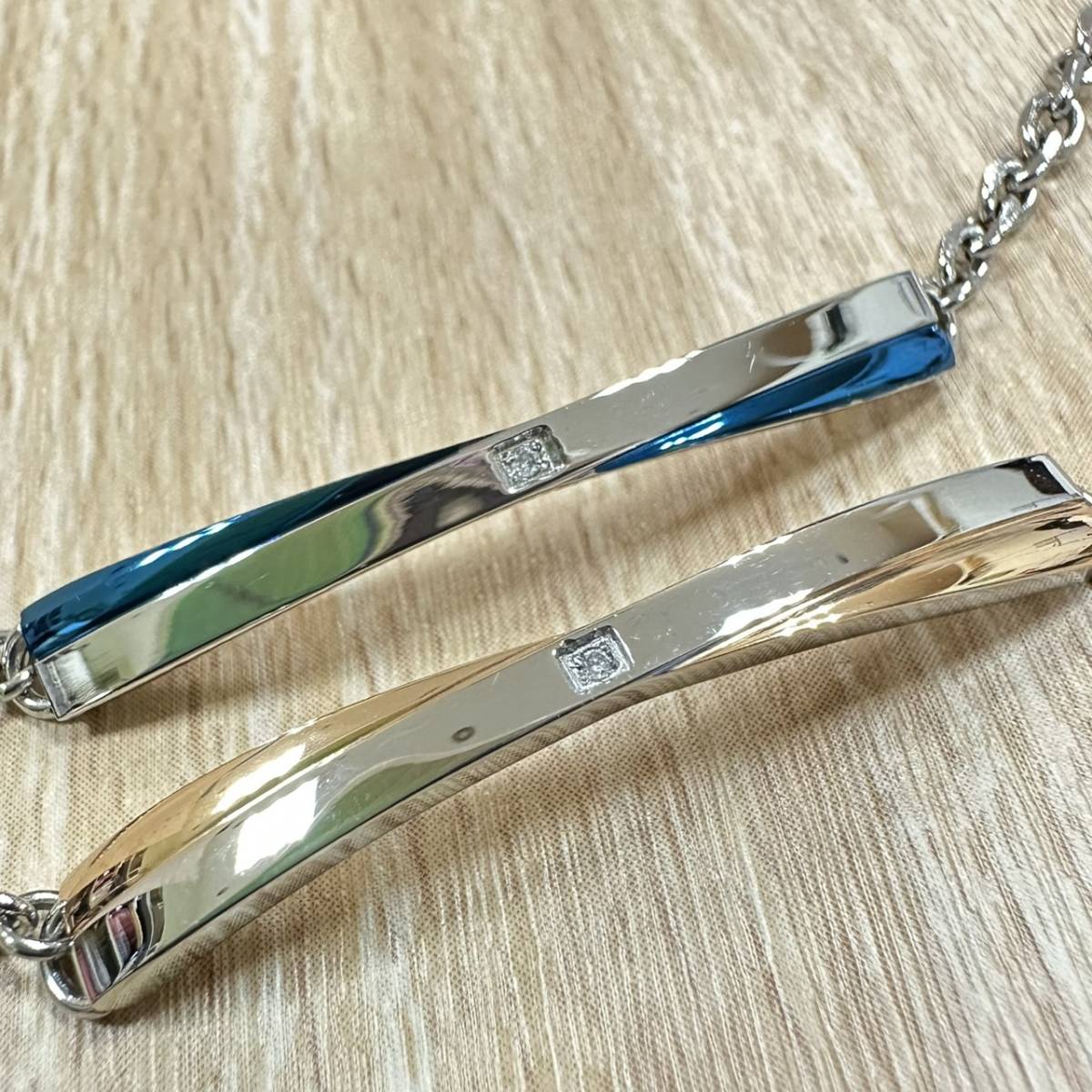 ペア ブレスレッド サージカルステンレス メレダイヤ 青 ピンクゴールド色 シルバーカラー レディース メンズ 色違い 316L 【11643拍卖