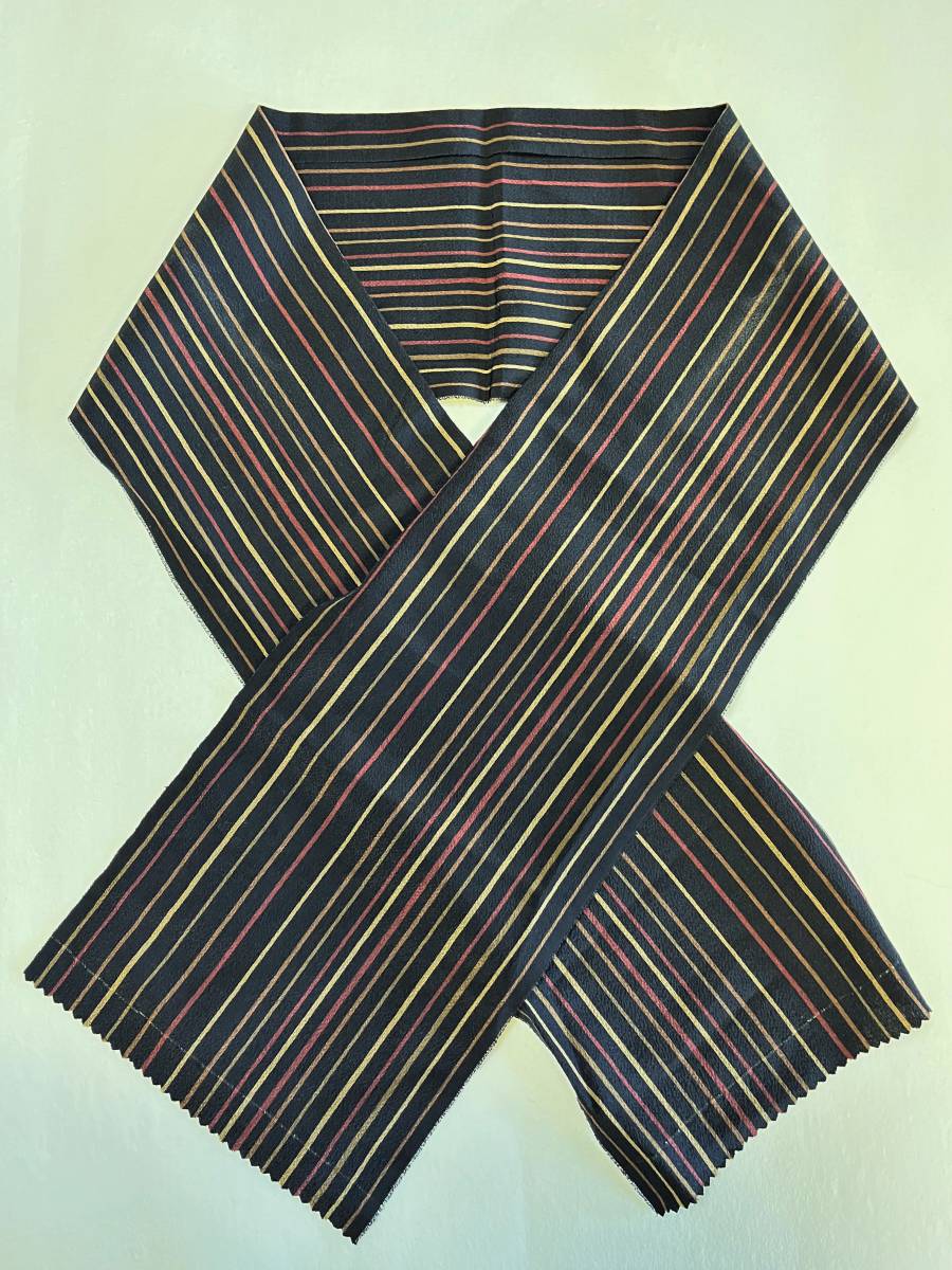 花とら●リサイクル和装小物 半衿 黒地 縞 230101拍卖