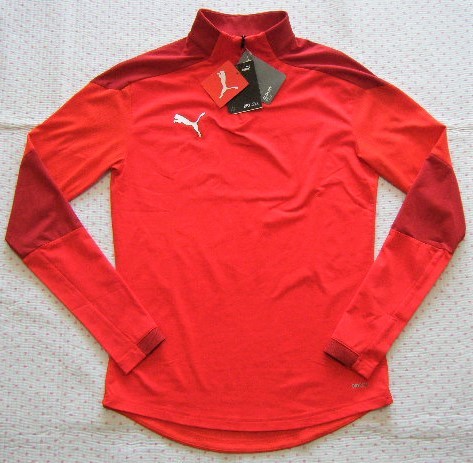 プーマ PUMA TEAM FINAL 21 トレーニング用高機能ジップネックシャツ 長袖 赤色 サイズ S 吸水速乾/ストレッチ機能 定価 6,600円拍卖